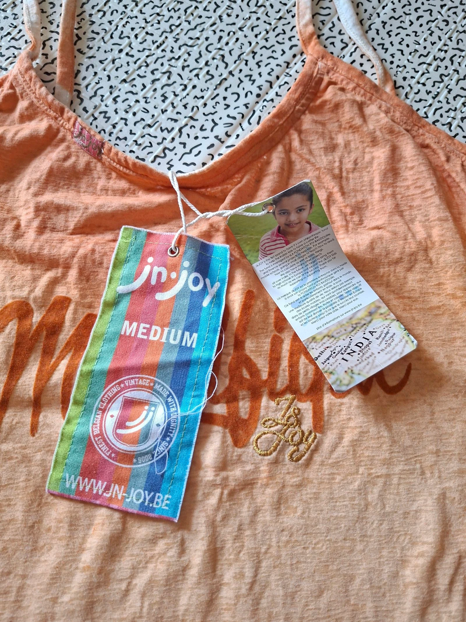 Jn Joy orange gradient white tank top "Magnifique" New with tag – Size M – photo 4